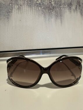 Salvatore Ferragamo Black Sunglasses with Gold Accents